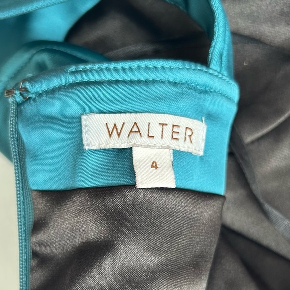 Walter Baker Turquoise Blue Satin Bustier Corset Peplum Tank Top Blouse Size 4 - Picture 6 of 8